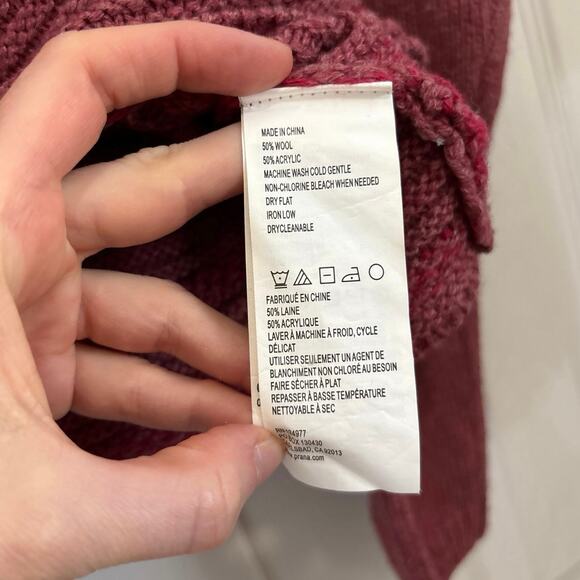 Prana Red Striped Boatneck Oversized Wool Blend Phono Sweater Size XS - Picture 5 of 6